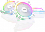 ASUS Prime MR120 White 3-in-1 ARGB korpuseventilaator 3-st paketist (kahepoolne valgustus, 20 adresseeritavat RGB LED-i, 28 mm raam, PWM-juhtimine, ventilaatori kiirus 1600 rpm, 21 dB(A) m&uuml;ratase, 58 CFM, valge)