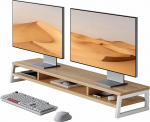 Fenge Dual Monitor Stand Riser 108 cm suur arvutiekraani statiiv PC/Laptop/Fax/Printer/TV jaoks, laua korraldaja, kandev&otilde;ime 45 kg (tume tamm)