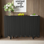 Modern Sideboard Living Room with 4 Doors, Chest of Drawers, Wooden Kitchen Cabinet, Sideboard, Storage Cabinet with 2 Shelves, Comode Cabinet for Bedroom, Hallway, Handle-Free Design, 120 x 37 x 80