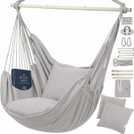 V&auml;ljas rippuv tool komplekt koos 2 padjaga ja paigaldustarvikutega, &otilde;ues rippuv tool r&otilde;dule, aeda ja siseruumidesse, mugav lugemiseks ja l&otilde;&otilde;gastumiseks, helehall