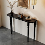 Konsolentisch Aus Holz Massiv, Konsolentisch Schmal f&uuml;r Flur und Wohnzimmer, Modern und Einfach(Black,80x90 cm/31.5x35.4 in)