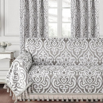 Loom ja Mill Luxury Modern Diivan Covers, Elegantne Damask Diivan Cover, Diivan Throw koos Tassels for 2-3 Pillows, Diivan Covers, Diivan Slipcover koertele, Silver Grey, 71 x 118 tolli, 71 x 118 tolli