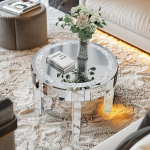 Kohvilaud Kristall elutoa laua l&auml;bim&otilde;&otilde;t 60 &uuml;mmargune: Silver Coffee Table Modern Glitter Mirror Diivan Table Klaasist laud elutuppa.