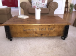 Uncle Joe's Vintage Style Shabby Chic Roosevelt Field Coffee Table with Cover, Wood, Light Brown, 100 x 65 x 30 cm