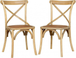Biscottini komplekt 2 t&auml;ispuidust s&ouml;&ouml;gitooli - rotangist k&ouml;&ouml;gi- ja elutoa toolid - &otilde;ue- ja sisetoolid - Rustica Cross - polsterdatud iste Thonet Vintage