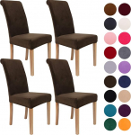 Colorxy Spandex kangast Stretch s&ouml;&ouml;gitool Slipcovers Home Decor Set of 4, Velvet, Dark Coffee, 4-Medium