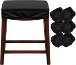 Baaritooli kate Ristk&uuml;likukujuline veniv Counter Height Bar Stool Slipcovers Ristk&uuml;likukujuline k&ouml;&ouml;k Counter Sadulakate puidust ja metallist pingile, must PU, 6tk