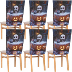 GAIREG Halloween-Skelett in der Badewanne, Schonbezug, Stuhlhussen, Esszimmerstuhlhussen, Esstisch, Stuhlhussen, 6 St&uuml;ck