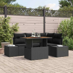 Modernes Garten Sofa Set mit Stauraum, Modulares Outdoor Sofa Set Poly Rattan, Poly Rattan Garten Sofaset 5 St&uuml;ck, Gartenm&ouml;bel 5-teilig Schwarz Braun mit Kissen