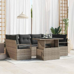 Modulares Gartensofa-Set Poly-Rattan schwarz mit Stauraum als 7-teiliges Gartenm&ouml;bel-Set