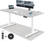 JUMMICO k&otilde;rgusreguleeritav laud traadita laadimisjaamaga ja USB-pistikupesa, k&otilde;rgusreguleeritav elektriline seisev laud, seisev laud (hall, 140 x 70 cm)