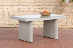 CLP FISOLO Polyrattan aia s&ouml;&ouml;gilaud Ca. 79 x 138 cm I K&otilde;rgus: 67 cm I Klaasplaat 5 mm turvaklaasist I 5 mm rotangist paksus, v&auml;rv: Helme valge