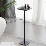 YOPENG Drinks Table Weighted Base Side Table Small Wood Grain Martini Table Square Modern Cocktail Side Table for Living Room Bedroom Small Spaces Black