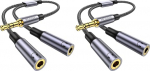 MOSWAG Audio Y Splitter Kabel, Aux Splitter Adapter 1 in 2 out, 3,5mm Stecker auf 2 Buchse Kopfh&ouml;rer Adapter f&uuml;r Samsung, Smartphone, Kopfh&ouml;rer, Lautsprecher, PS4, Switch, Tablets, PC (Packung mit 2)