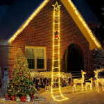 LED Santa Claus Ladder Fairy Lights, 3 m Ladder Christmas Lighting 8 režiimi j&otilde;uludekoratsiooni Fairy Lights koos taimeri, m&auml;lu funktsioon Indoor Outdoor j&otilde;ulupuu akna j&otilde;ulukaunistuseks
