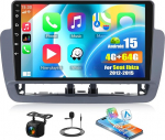 SIXTOP 4GB RAM + 64GB ROM Android 15 Autoradio Seat Ibiza 2012-2015 jaoks - 9-tolline 2 DIN autoradio traadita CarPlay Android autode peeglilink GPS WiFi Bluetooth 5.0 FM/RDS EQ tagurduskaameraga