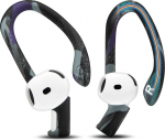 WC HookZ &uuml;hildub AirPods 4 - Wicked Cushions'i reguleeritavad k&otilde;rvakonksud | Paindlik s&uuml;damik kohandatud sobivuseks, turvaline ja mugav, patenditaotlusel | 90ndate must