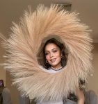 Pehme kunstlik suur kunstlik Pampas Grass Boho Wreath - 27" Brown Golden Feather Wreath for Front Door