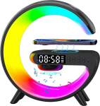 Lautsprecher mit Lichtern - f&uuml;r kabellose Aufladung LED in Form von G | Farbwechsel Timer Wecker Lader Halterung Komodo Lampe LED Lampe Musik Lautsprecher f&uuml;r Schreibtisch