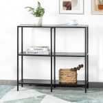 HDANI metallist konsoollaud 3 riiuliga, diivanilaud, kitsas konsoollaud, moodne stiil, sobib esikusse, elutuppa, magamistuppa (must, 80 x 25 x 75 cm)