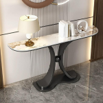 Foyer Tisch Steinplatte Konsole f&uuml;r Eingangsbereich, Industriedesign Sofatisch f&uuml;r Wohnzimmer und Flur, kleine Raumm&ouml;bel