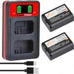Pickle Power 2 x 1500 mAh NP-FW50 aku koos LED-laadijaga Sony Alpha A3000, A5000, A5100, A6000, A6300, A6400, A6500, A7, A7II, A7RII ja RX10 NEX-3/5/7 seeria jaoks