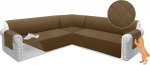 Arfntevss Sectional Diivan Cover Corner Couch Cover L kuju Reversible Washable Diivan Slipcover koertele Tepitud U kuju Diivan Cover 4 t&uuml;kki Non-Slip m&ouml;&ouml;bli kaitsja Light Brown Large