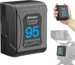 V Mount Battery, Moman Power 95 Small V-Lock Battery 95 Wh 6450 mAh 14.8 V with 2 x D-TAP/USB-A/BP Output, Small Portable for Sony Canon Camera BMPCC 4k Camcorder DSLR Monitor, VMount Battery Mini