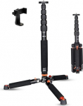 Koolehaoda Aluminum Camera Monopod with Metal Tripod Base 6 Sections 46-177cm Adjustable Leg Diameter &Phi;28mm Up to 6kg - Black