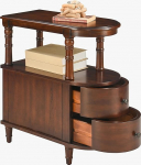 &Otilde;huke k&uuml;ljelaud 2 sahtli ja hoiuruumiga, retro vintage diivanipoolne k&uuml;ljelaud, puidust telefonilaud elutuppa, 29L x 59.5W x 64.2H cm, t&ouml;&ouml;riistavaba kokkupanek, kirsipuu pruun BG-A508-CY