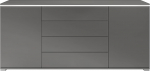 Faro V2 Sideboard - kapp 2 ukse ja 4 sahtliga, LED-valgusribaga kapp, antratsiitmatt/antratsiitmatt (166,5 x 75,5 x 35)