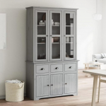 KOIECETA BODO Classic Highboard kapp klaasist ustega, massiivne m&auml;nnipuit, 115,5 x 43 x 200,5 cm (Hall)