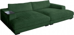 KAWOLA Big Sofa Madeline - Mega diivan, diivan, elamismaastik, Lounge diivan puidust kandikuga, n&ouml;&ouml;riga smaragdses toonis