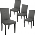 Yaheetech Moderne stilvolle Stoff-Esszimmerst&uuml;hle 4er Set K&uuml;che Wohnzimmer gepolsterte St&uuml;hle Armloses Design mit Massivholzbeinen, Dunkelgrau
