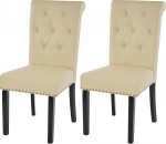 Mendler Chesterfield II s&ouml;&ouml;gitooli komplekt 2 Studs Faux Leather Cream Tumedad jalad