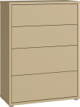 Forte Alice Springs Kommode 70 80, modern-minimalistisch, 4 Schubladen, Wohn-/Schlafzimmer, Holzwerkstoff, Buttergelb, 74,5 cm breit x 99,1 cm hoch x 34,9 cm tief