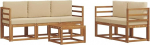 Outdoor-Sofa-Set aus massivem Akazienholz - Modulares Loungem&ouml;bel f&uuml;r Garten & Terrasse - Inklusive Sitzkissen & Tisch - Natur & Beige - Flexible Sitzgruppe f&uuml;r den Au&szlig;enbereich