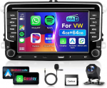 4G&64G DAB/DAB+ VECHTEL 7" Autoradio f&uuml;r VW Golf 5 6 Polo Passat Skoda Touran Tiguan Seat Carplay Android Auto,DSP EQ,WiFi GPS Navi,Mirror Link,RDS/FM Radio 2 Din mit AHD Tagfahrkamera