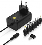ANSMANN 12 V toiteallikas APS 600 v&otilde;rgupistik kuni max. 600 mA (7 universaalset adapteripistikut) toiteadapter/toiteallikas v&auml;ikestele elektriseadmetele, reguleeritav 3 kuni 12 volti.