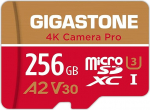 GIGASTONE 256GB Micro SD Card, 4K Camera Pro Max, up to 130/85MB/s, MicroSDXC Memory Card for Gopro Drone DJI Switch, A2 V30 U3 + Adapter