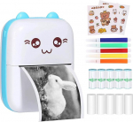 PNGOS Mini Printer, Mobile Photo Printer, Bluetooth Thermal Printer, Compatible with iPhone, iOS, Android, Mini Printer Sticker, Printer Mobile Phone for Journal, DIY Stickers, Learning Notes, Memos