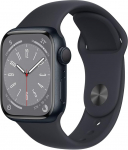 Apple Watch Series 8 (GPS, 41 mm) alumiiniumist korpus Midnight koos Midnight spordirihmaga (uuenenud)