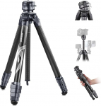 NEEWER LITETRIP LT32 62 Inch Carbon Fibre Travel Tripod with &plusmn;15&deg; Levelable 360&deg; Panoramic Head Removable Centre Axis Quick Release Arca QR Plate Compatible with Peak Design Capture V3 (Formerly TP62)