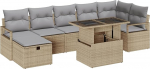 Rantry 8-Teiliges Garten-Sofa Set mit Kissen Beige Poly Rattan Gartenlounge Model3359807