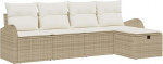 Rantry 5-teiliges Garten Sofa Set mit Kissen Beige Poly Rattan Gartenlounge Model3360392