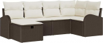 Rantry 6-teiliges Garten-Sofa-Set mit Kissen Braun Poly-Rattan Gartenlounge Model3359077