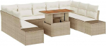 Rantry 10-teiliges Garten-Sofa-Set mit Kissen Beige Poly-Rattan Gartenlounge Model3358745