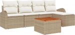Rantry 6-teiliges Garten Sofa Set mit Kissen Beige Poly Rattan Akazie Gartenlounge Model3347568