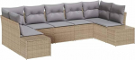Rantry 7-teiliges Garten-Sofa-Set mit Kissen Beige Poly Rattan Gartenlounge Model3347210