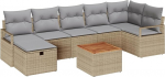 Rantry 8-teiliges Garten Sofa Set mit Kissen Beige Poly Rattan Gartenlounge Model3359546